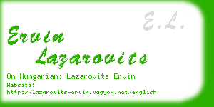 ervin lazarovits business card